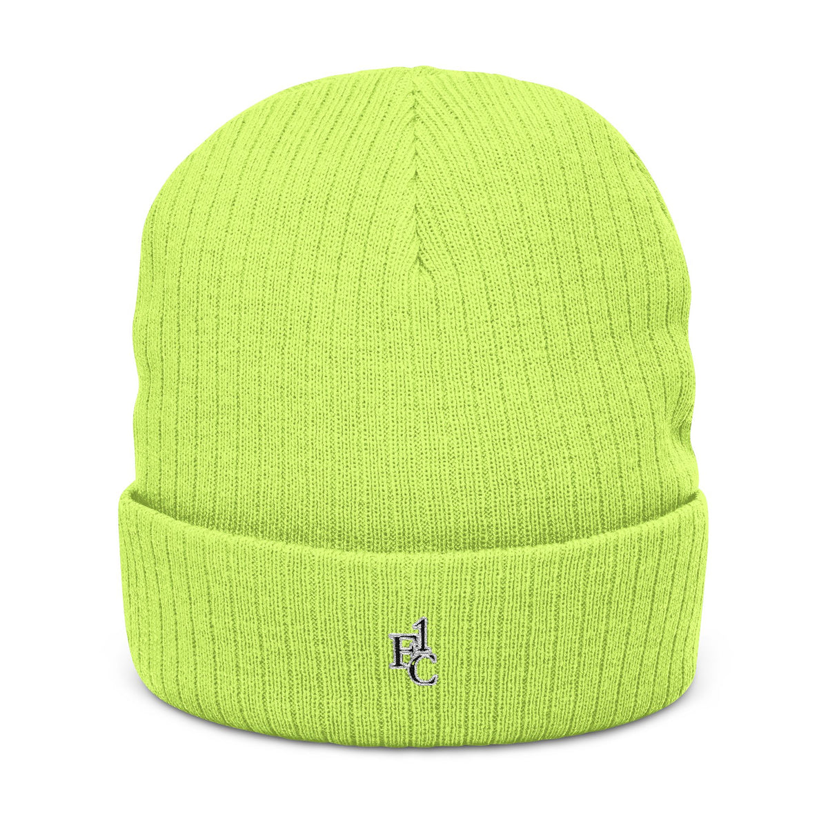 Embroidered Ribbed Knit Beanie — Classic Cuff Winter Hat with Small Logo
