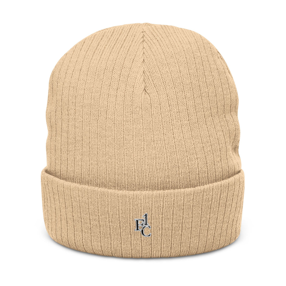 Embroidered Ribbed Knit Beanie — Classic Cuff Winter Hat with Small Logo