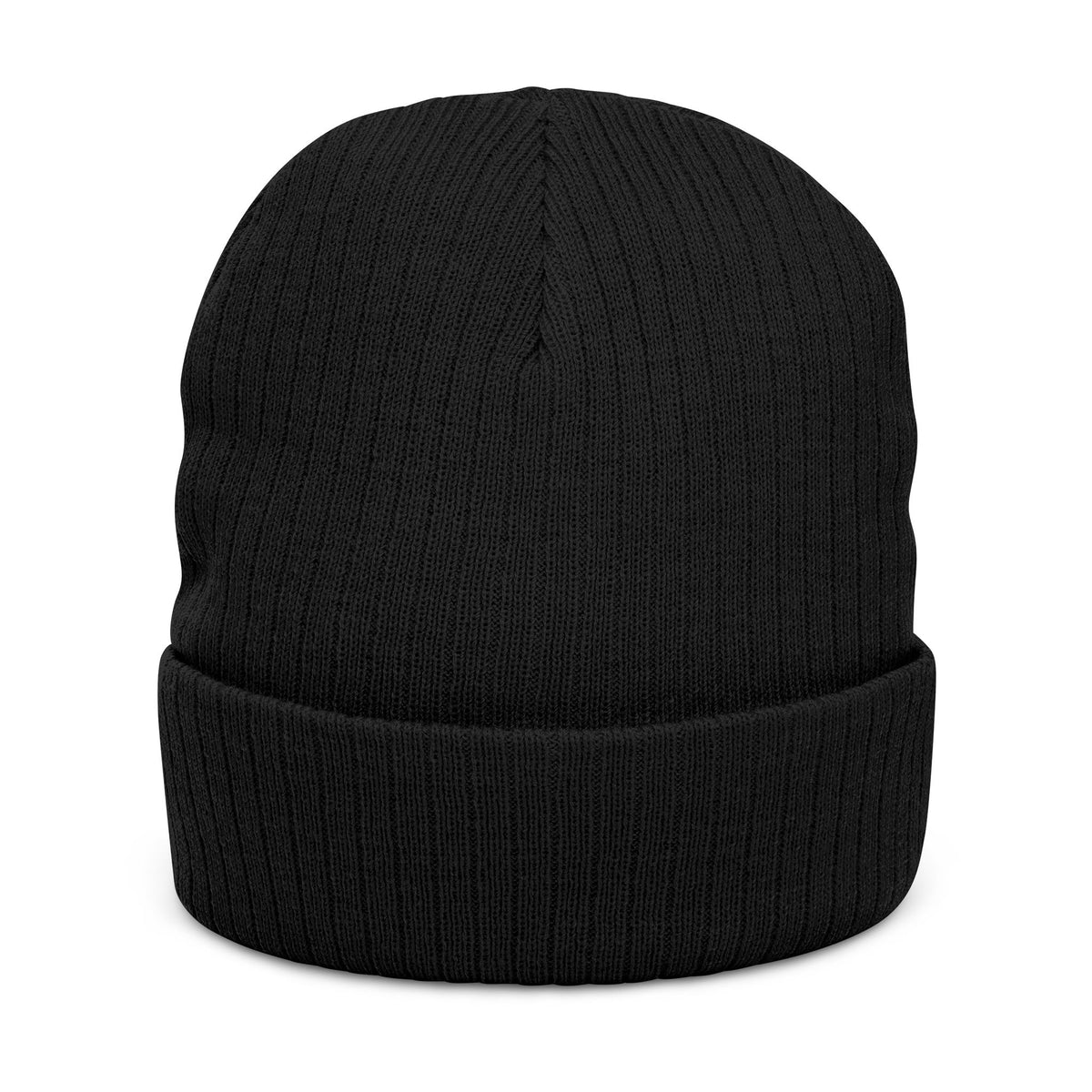 Embroidered Ribbed Knit Beanie — Classic Cuff Winter Hat with Small Logo