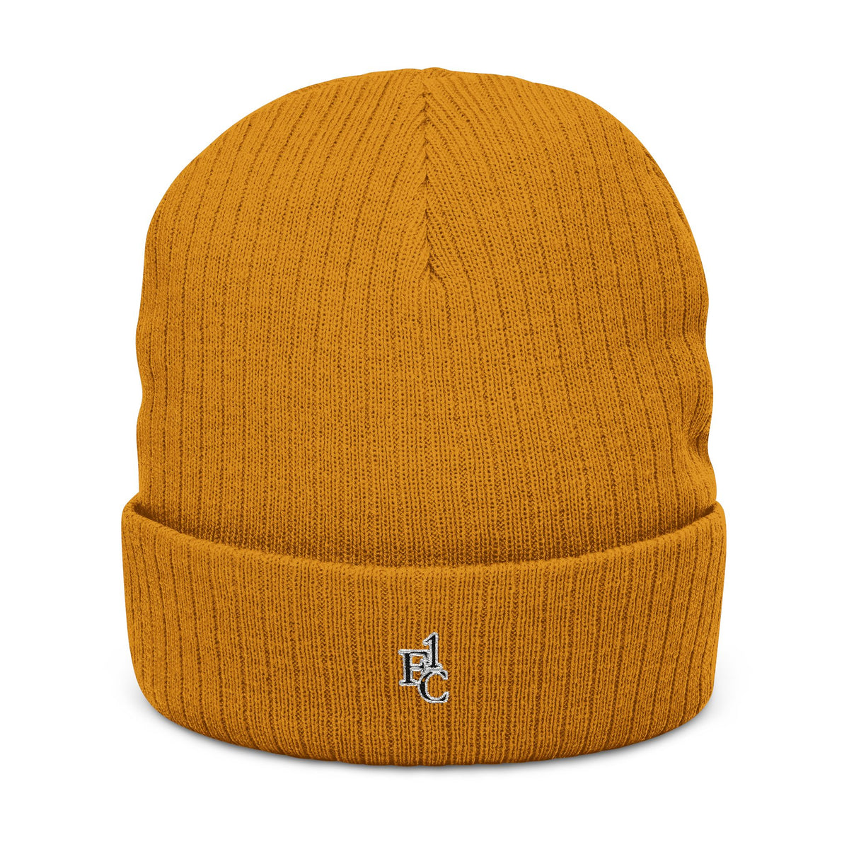 Embroidered Ribbed Knit Beanie — Classic Cuff Winter Hat with Small Logo