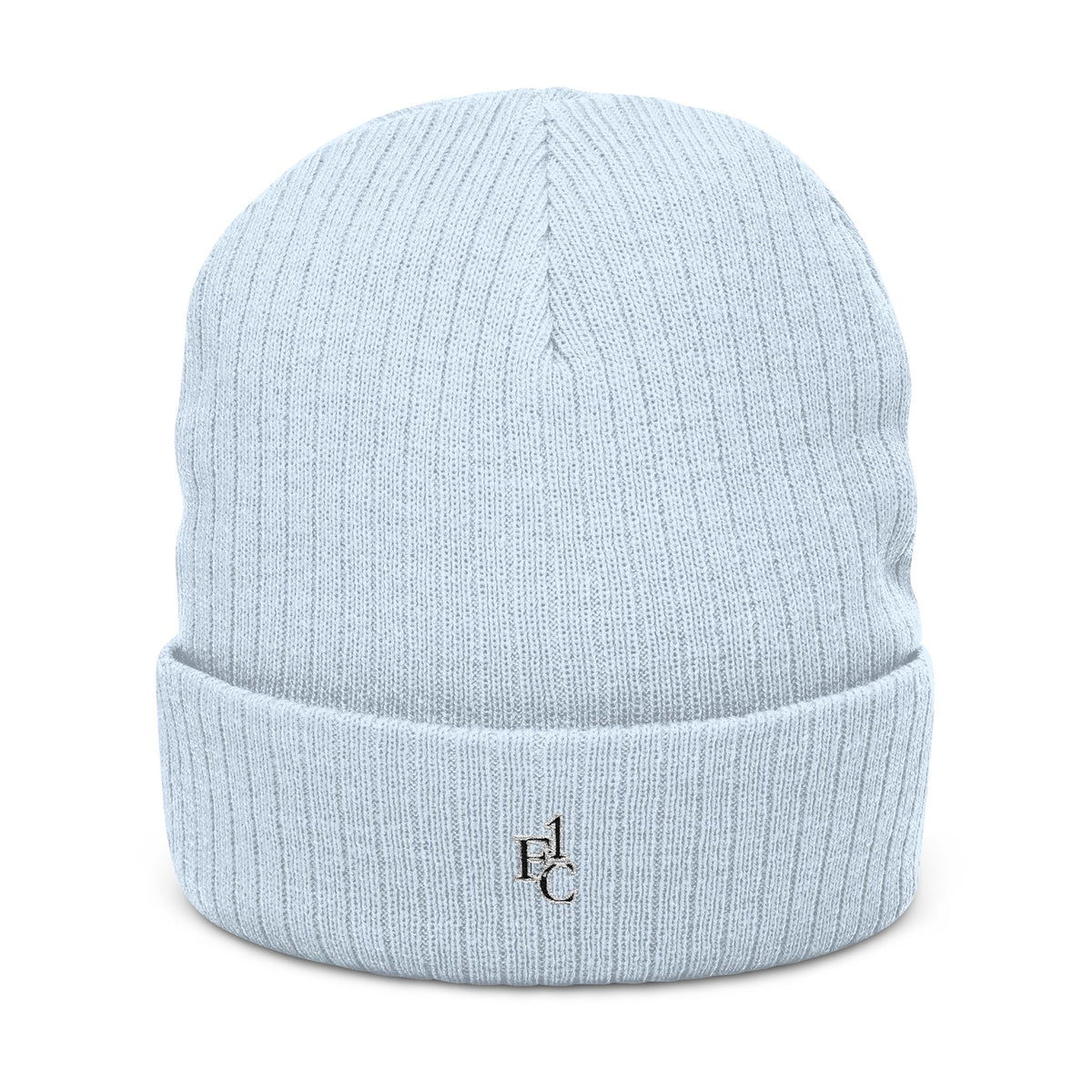 Embroidered Ribbed Knit Beanie — Classic Cuff Winter Hat with Small Logo