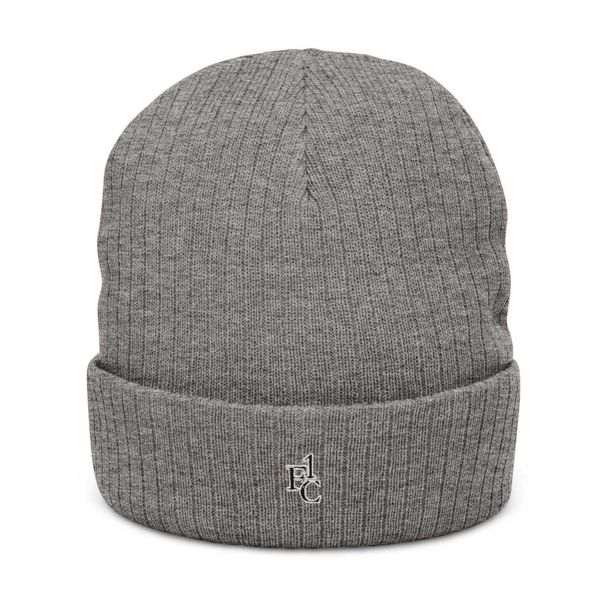 Embroidered Ribbed Knit Beanie — Classic Cuff Winter Hat with Small Logo