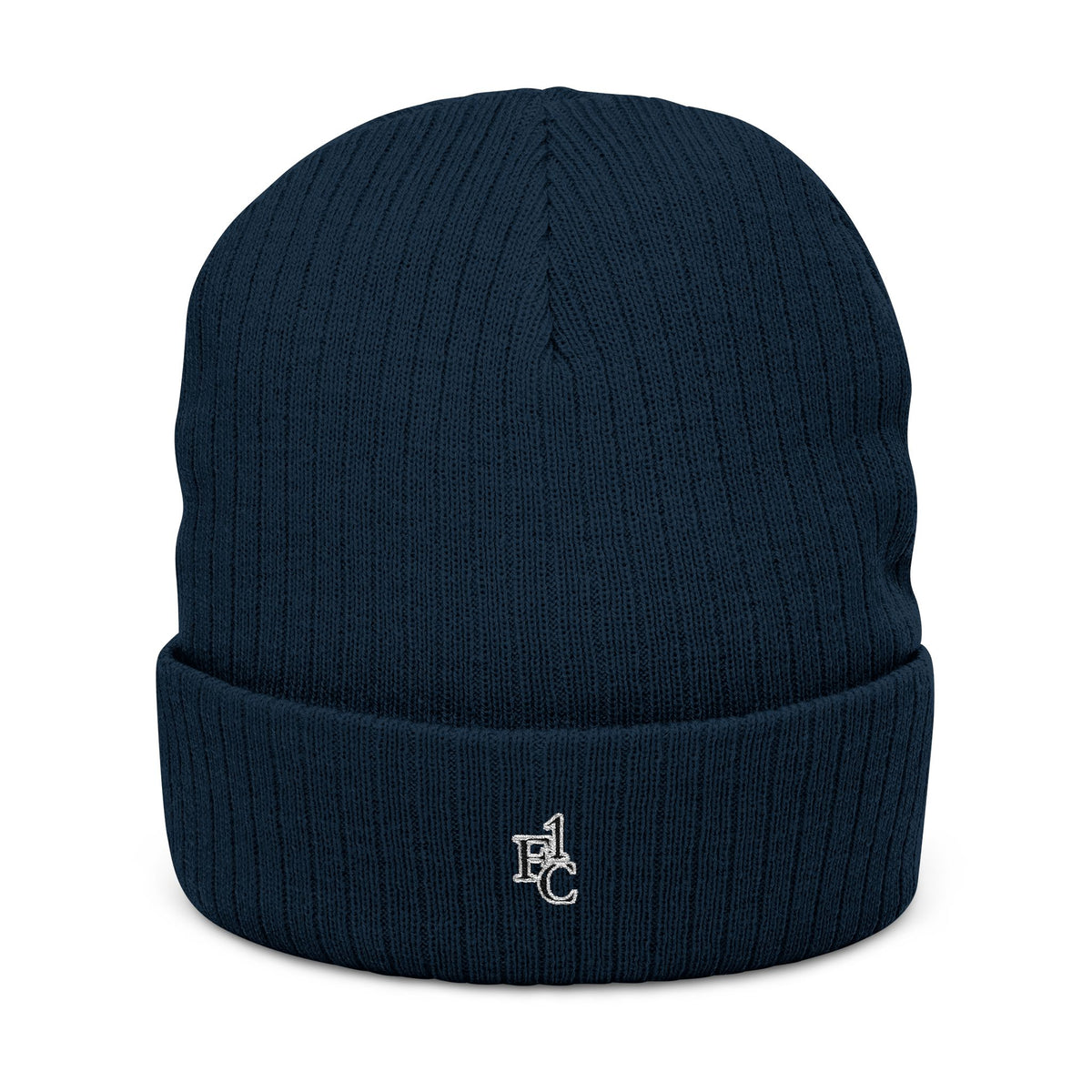 Embroidered Ribbed Knit Beanie — Classic Cuff Winter Hat with Small Logo