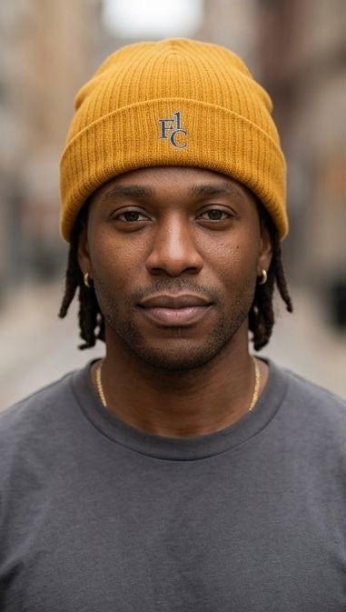 Embroidered Ribbed Knit Beanie — Classic Cuff Winter Hat with Small Logo